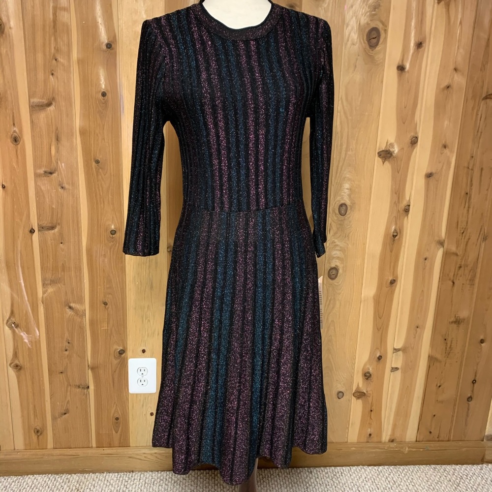 Nanette Lepore Metallic Stripe Sleeve Dress - Picture 3 of 4